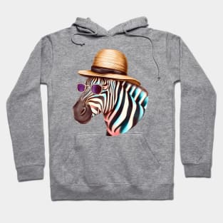 zebra with hat and sunglasses Hoodie